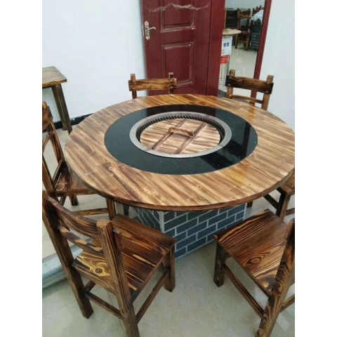 勝芳原生態火燒木家具批發 主題酒店桌 實木餐桌餐批發 桌面 戶外實木餐桌 戶外酒店家具 酒店家具 和合家具