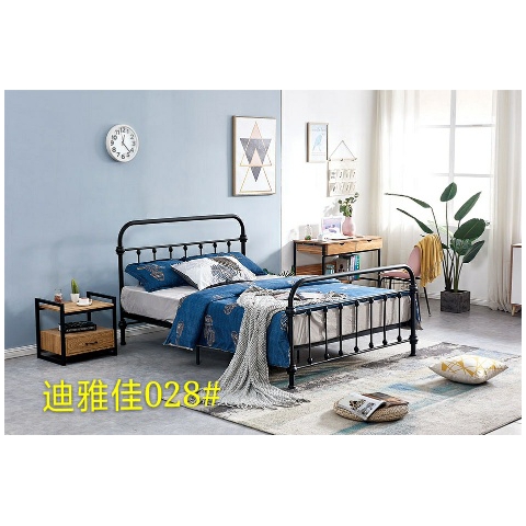 勝芳鐵床批發歐式鐵藝床復古旅館鐵架床雙人床酒店公寓床臥室鐵架床公主床金屬床宜家迪雅佳家具