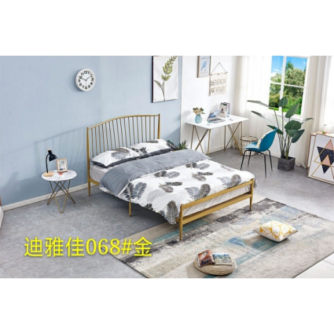 勝芳鐵床批發歐式鐵藝床復古旅館鐵架床雙人床酒店公寓床臥室鐵架床公主床金屬床宜家迪雅佳家具