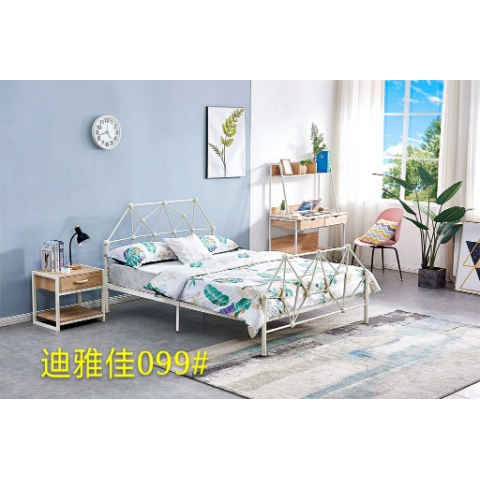 勝芳鐵床批發歐式鐵藝床復古旅館鐵架床雙人床酒店公寓床臥室鐵架床公主床金屬床宜家迪雅佳家具