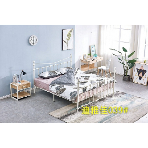 勝芳鐵床批發歐式鐵藝床復古旅館鐵架床雙人床酒店公寓床臥室鐵架床公主床金屬床宜家迪雅佳家具