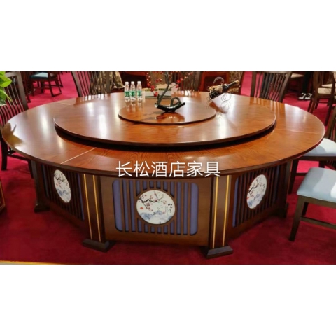 勝芳餐桌椅 轉盤桌 實木旋轉大餐臺 桌面 桌架  實木餐桌椅 實木餐臺椅 中式餐桌椅 實木餐桌椅組合批發 木質家具 餐廳家具中式家具  長松家具