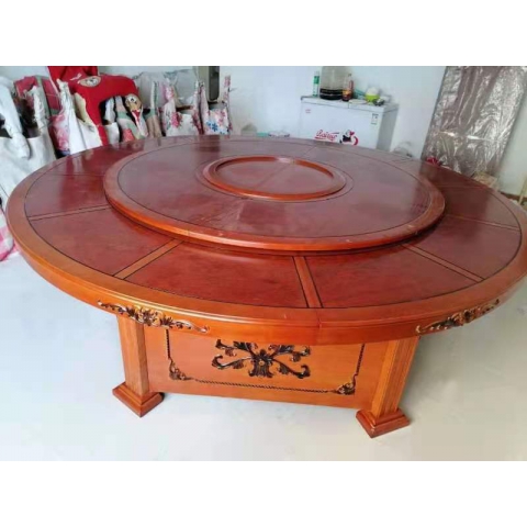 勝芳餐桌批發 酒店餐桌 轉盤 多人 餐館  飯店 桌子 餐廳 包間 包廂 酒店家具 雙全實木家具