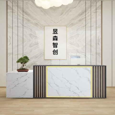 勝芳前臺(tái)接待桌 簡(jiǎn)約前臺(tái)接待臺(tái) 大理石紋 高端大氣培訓(xùn)吧臺(tái) 咨詢臺(tái) 公司前臺(tái)桌 支持定制柜臺(tái) 收銀臺(tái) 可定制LOGO 尺寸支持定制 昱森智創(chuàng)辦公家具批發(fā)