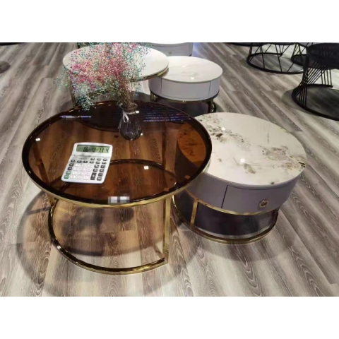 勝芳茶幾批發 不銹鋼 鐵藝 巖板 板式  茶幾 簡約現代北歐 茶桌 家用 小戶型 客廳 方形桌子 高低組合 創意小茶臺  鑫尚億家具