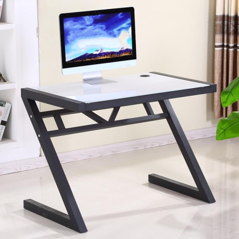 勝芳電腦桌批發簡約鋼化玻璃電腦桌臺式烤漆創意寫字臺兒童學習桌Z型辦公書桌全美家具