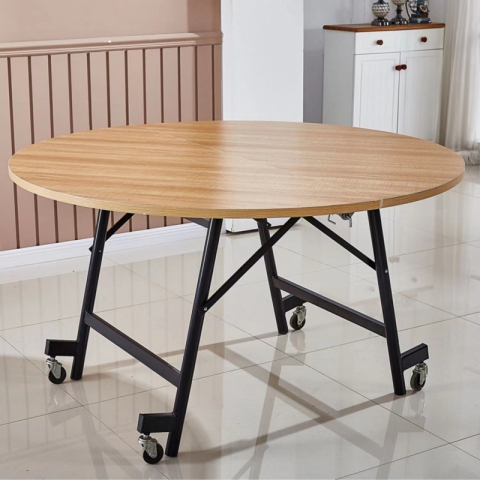 勝芳折疊桌批發 家用折疊大圓桌 吃飯桌子 簡易餐桌 飯店餐桌 圓桌 酒店桌 可移動餐桌 餐廳家具 飯店家具 鑫潮家具