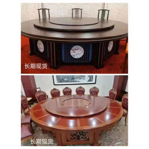 勝芳餐桌椅 轉盤桌 實木旋轉大餐臺 大圓桌 酒店圓桌 飯店圓桌 實木餐桌椅 實木餐臺椅 中式餐桌椅 實木餐桌椅組合批發 木質家具 餐廳家具中式家具  長松家具