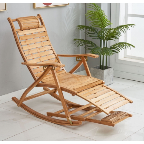 勝芳竹躺椅 折疊  搖搖椅 家用竹椅 午休 涼椅 懶人椅 老人陽臺椅 休閑逍遙藤搖椅   中正陽家具