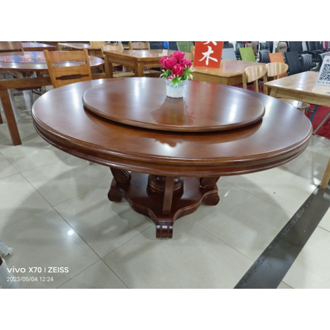 勝芳餐桌批發實木餐桌客廳家用工作休閑區 勝芳原生態時木家具批發實木木餐桌 主題酒店桌椅 實木餐桌轉盤圓形轉臺餐桌批發  泓涵家具