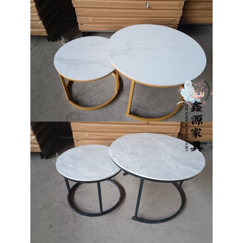 勝芳巖板茶幾批發  套幾  大小圓  組合圓茶幾 簡約  網紅茶幾  輕奢茶幾  巖板茶幾  鐵藝茶幾  鑫源家具