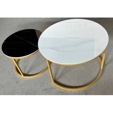 勝芳巖板茶幾批發 套幾 大小圓 組合圓茶幾 簡約 網紅茶幾 輕奢茶幾 巖板茶幾 鐵藝茶幾 宏鎧家具