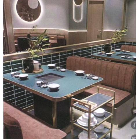 勝芳酒店餐桌批發 勝芳火鍋桌批發 巖板鐵藝框架 巖板火鍋桌 電磁爐火鍋桌輕奢酒店桌  可定制家具 鑫騰泰家具