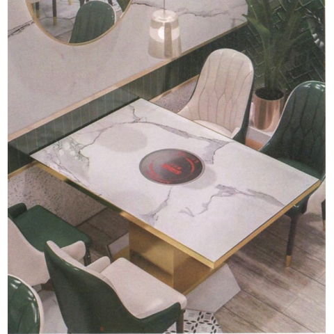 勝芳酒店餐桌批發 勝芳火鍋桌批發 巖板鐵藝框架 巖板火鍋桌 電磁爐火鍋桌輕奢酒店桌  可定制家具 鑫騰泰家具