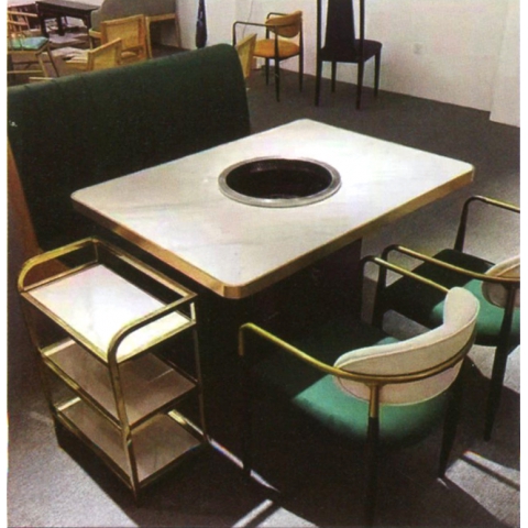 勝芳酒店餐桌批發 勝芳火鍋桌批發 巖板鐵藝框架 巖板火鍋桌 電磁爐火鍋桌輕奢酒店桌  可定制家具 鑫騰泰家具