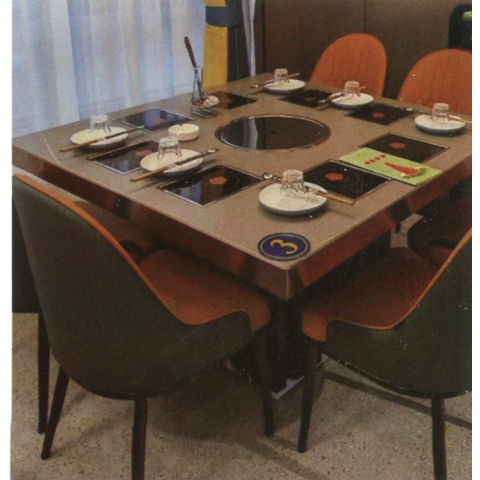 勝芳酒店餐桌批發 勝芳火鍋桌批發 巖板鐵藝框架 巖板火鍋桌 電磁爐火鍋桌輕奢酒店桌  可定制家具 鑫騰泰家具