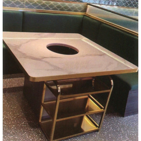 勝芳酒店餐桌批發 勝芳火鍋桌批發 巖板鐵藝框架 巖板火鍋桌 電磁爐火鍋桌輕奢酒店桌  可定制家具 鑫騰泰家具