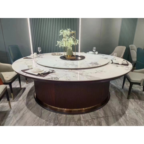 勝芳餐桌椅 巖板電動圓桌 轉盤桌 實木旋轉大餐臺 大圓桌 酒店圓桌 飯店圓桌 實木餐桌椅 實木餐臺椅 中式餐桌椅 實木餐桌椅組合批發 木質家具 餐廳  長松家具