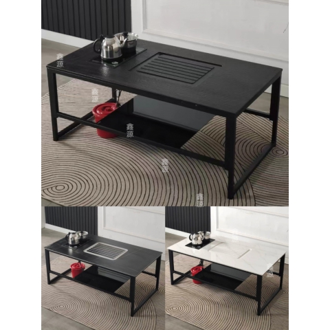 勝芳茶臺批發  火燒石茶臺 巖板茶臺 簡約茶臺 功夫茶桌 商務 辦公 家用 鐵藝茶臺 鑫源家具