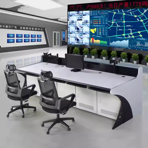 勝芳監控臺批發 三聯監控臺 操作控制臺 指揮中心調度臺 安防中控臺 監控室工作臺 機房操作臺 指揮中心控制臺 調度臺 國鑫家具