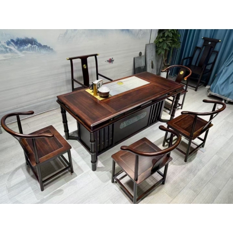 勝芳茶桌批發 一桌五椅實木茶桌批發 實木茶臺 茶道桌 大板茶臺 大板辦公桌  正尚家具