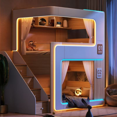 勝芳公寓床 定制青年民俗公寓床 鋼木雙層床現(xiàn)代青年旅社公寓床酒店太空艙床實(shí)木全包床學(xué)生宿舍床 鴻宇家具