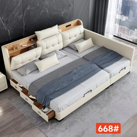 香河軟床批發 多功能床 寶貝親子床668#015生態真皮 廣東生產香河倉庫現貨直發 香河潤澤家具