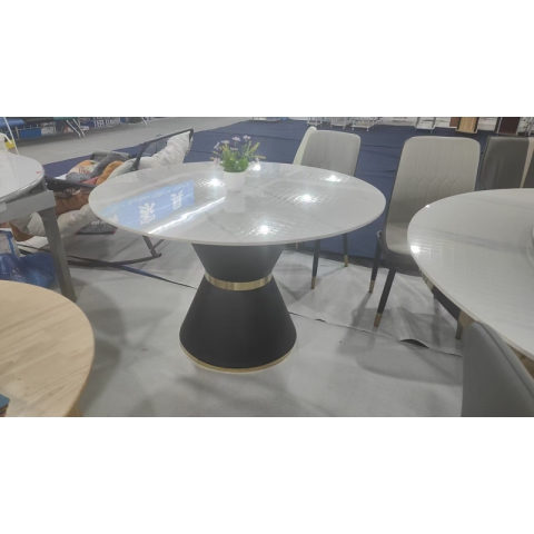 巖板餐桌圓餐臺餐桌快餐桌家用餐桌恒隆家具