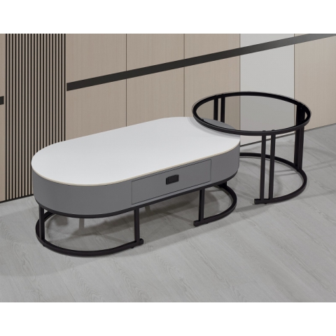 勝芳巖板茶幾批發 套幾 大小圓 組合圓茶幾 簡約 網紅茶幾 輕奢茶幾 巖板茶幾 鐵藝茶幾 元昊家具