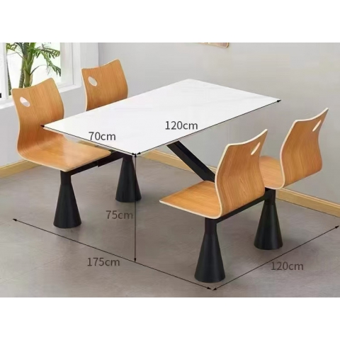 勝芳快餐桌椅 學(xué)校餐廳 鋼木餐桌椅 連體桌椅  食堂餐桌 飯店餐桌 企業(yè)單位餐廳 鋼木家具 酒店家具 餐廳家具 中慶德家具