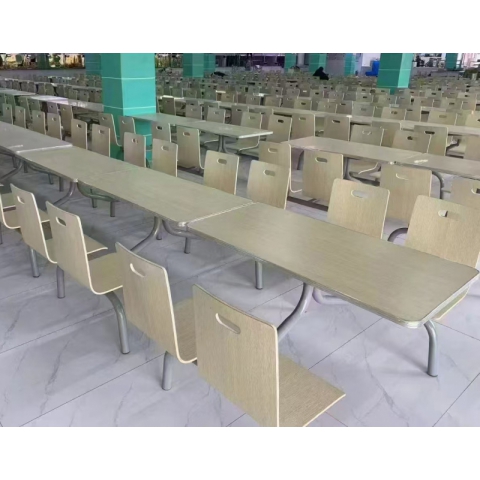 勝芳快餐桌椅 學(xué)校餐廳 鋼木餐桌椅 連體桌椅  食堂餐桌 飯店餐桌 企業(yè)單位餐廳 鋼木家具 酒店家具 餐廳家具 中慶德家具