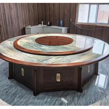勝芳酒店圓桌批發 新中式酒店桌 大圓桌 巖板桌 飯店包廂圓桌 酒店餐桌 帶轉盤餐桌 帶轉盤圓桌 匯峰酒店家具