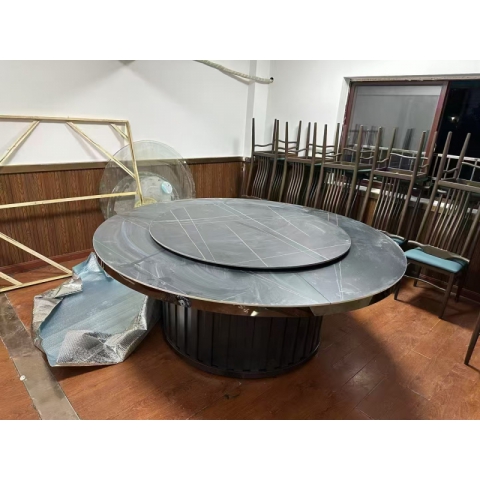 勝芳巖板大圓桌批發(fā) 酒店電動(dòng)餐桌 巖板餐桌 火鍋?zhàn)雷? 手動(dòng)大圓桌 酒店圓桌 飯店餐桌椅 轉(zhuǎn)盤桌  全程酒店家具