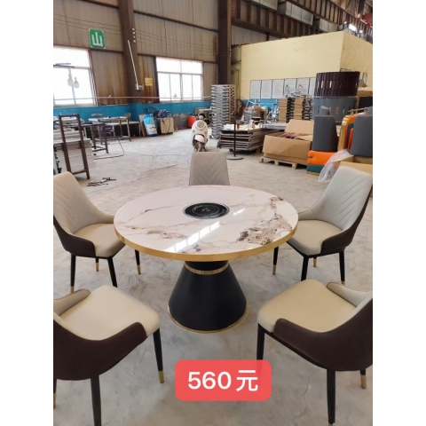 勝芳家具批發(fā) 巖板餐桌 飯店桌椅 酒店餐桌 1.6米巖板 飯店圓桌 餐廳桌椅 包房餐桌 普沃達(dá)家具