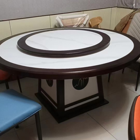 勝芳酒店圓桌批發 巖板餐桌 新中式巖板餐桌 酒店餐桌 桌子 大圓桌 酒店圓桌 酒店餐桌 飯店家具 酒店家具 酒店圓桌 轉盤桌 實木旋轉大餐臺 火鍋桌 泓涵家具