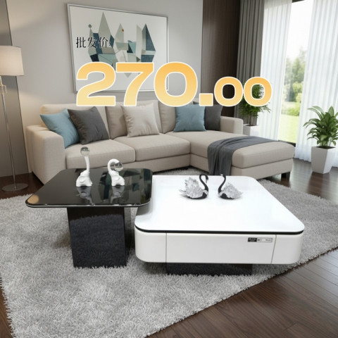 勝芳家具批發茶幾電視柜現代簡約北歐INS茶幾圓臺小戶型客廳家用落地輕奢高級感巖板茶幾電視柜組合伸縮新款誠通