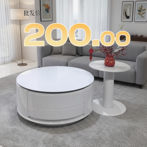 勝芳家具批發茶幾電視柜現代簡約北歐INS茶幾圓臺小戶型客廳家用落地輕奢高級感巖板茶幾電視柜組合伸縮新款誠通