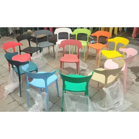 勝芳簡約椅  靠背椅 家用餐椅 塑料網紅椅 牛角椅 翻邊椅 拉手椅圓邊椅北歐溫莎椅 洽談椅 戶外椅 餐椅休閑椅 超強家具廠家直銷