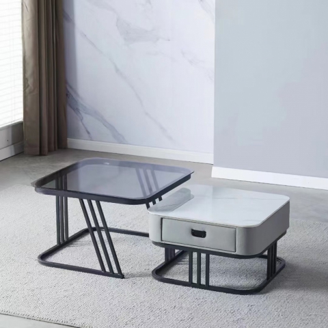 大小方套幾組合方茶幾巖板鐵架